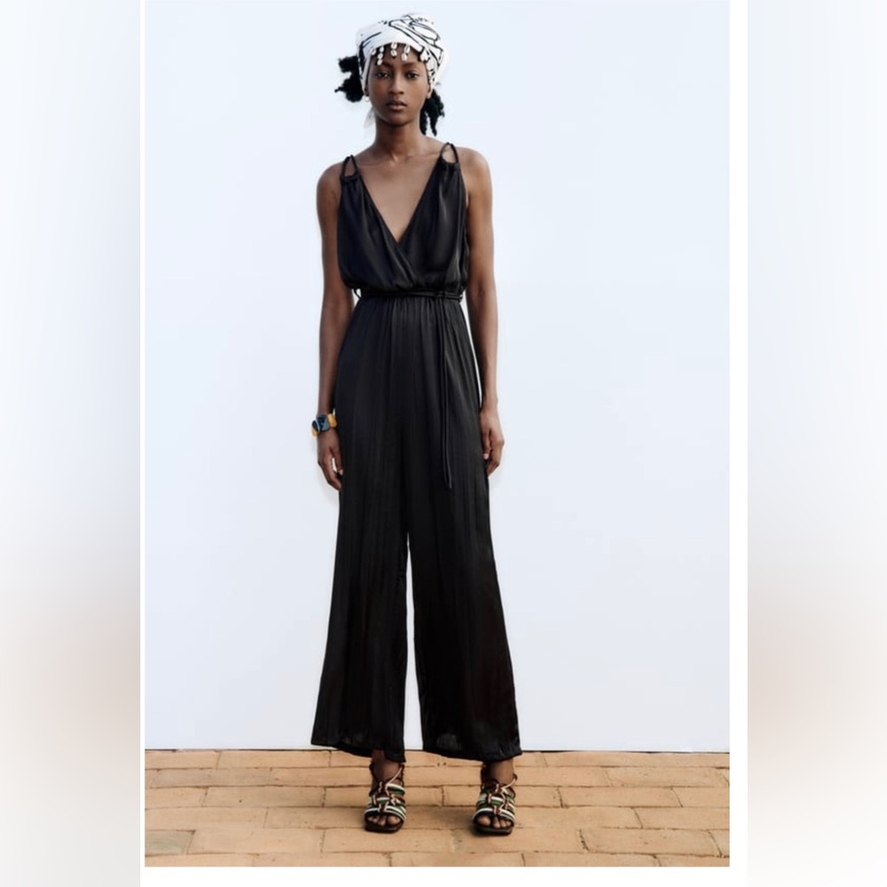 Zara Wrinkled Effect Jumpsuit Black
